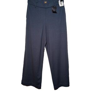 Lee Utra Soft Waistband Pants Women 16 Wide Leg High Rise Deep Waters Blue NEW